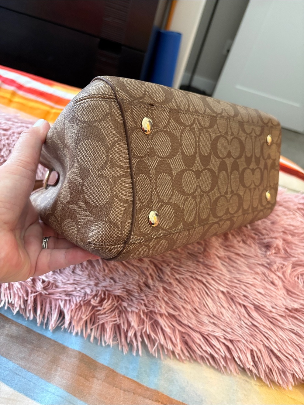 Coach Khaki/Chestnut Signature Satchel with Matching Accessories - Picture 4 of 16